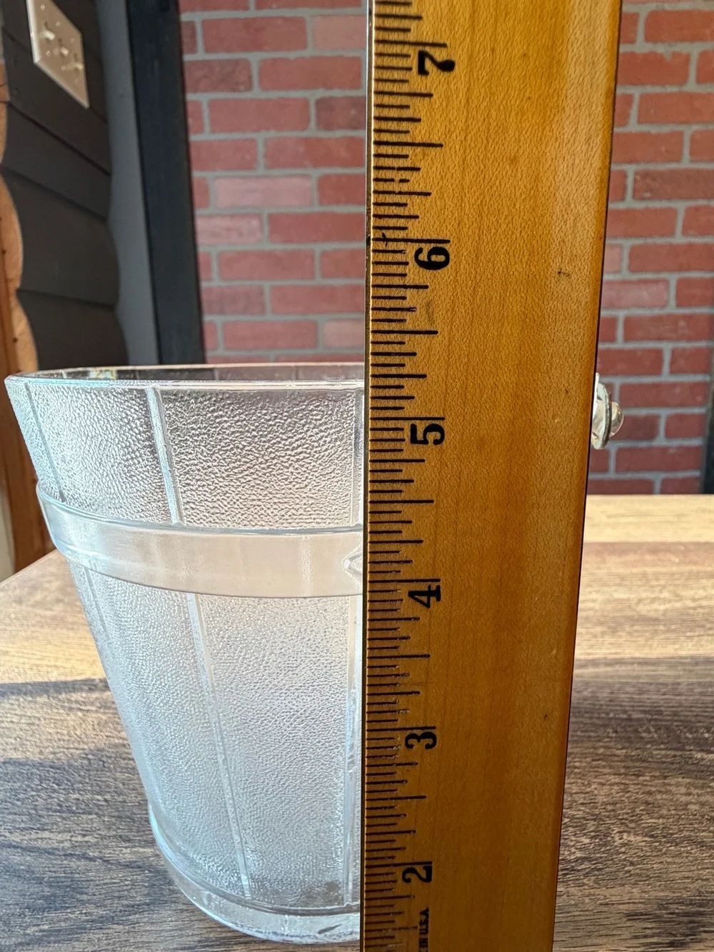 Vintage Clear Textured Glass Ice Bucket with Metal Swing Handle~Mid Century Era